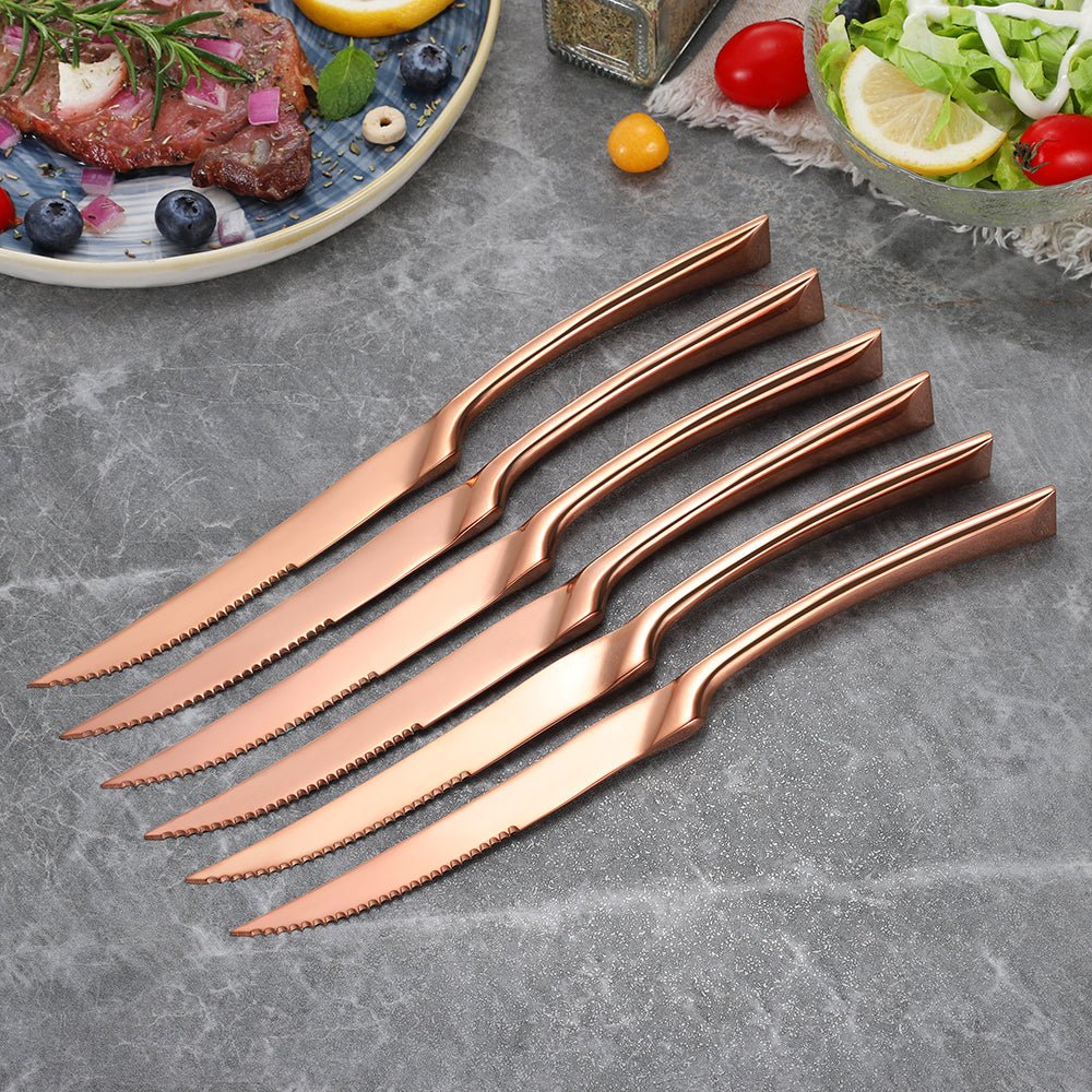 Steak Knives Set of 4,Stainless Steel Serrated Blades, Sharp Knifes, Dinner Knives, Dishwasher Safe, Knives Set for Home or Restaurant, Size: Steak