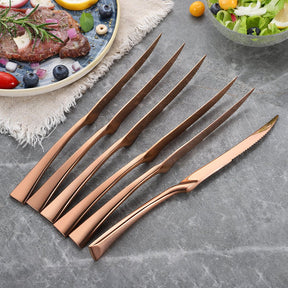 Lemeya Kaya 6 Pieces Stainless Steel Steak Knives Set - Rose Gold - Lemeya Kitchen