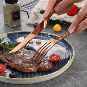 Lemeya Kaya 6 Pieces Stainless Steel Steak Knives Set - Rose Gold - Lemeya Kitchen