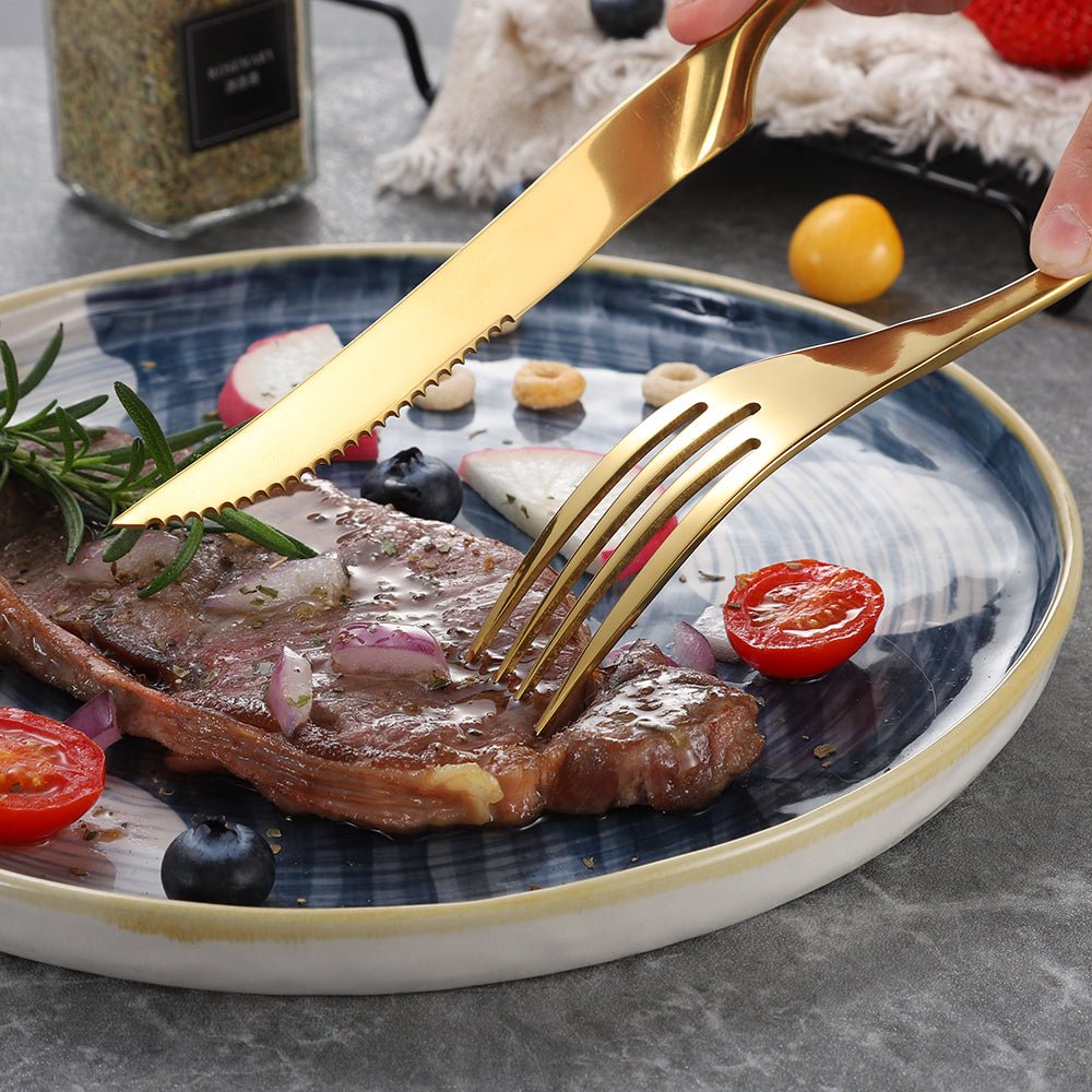 Lemeya Kaya 6 Pieces Stainless Steel Steak Knives Set - Gold - Lemeya Kitchen