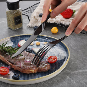 Lemeya Kaya 6 Pieces Stainless Steel Steak Knives Set - Black - Lemeya Kitchen