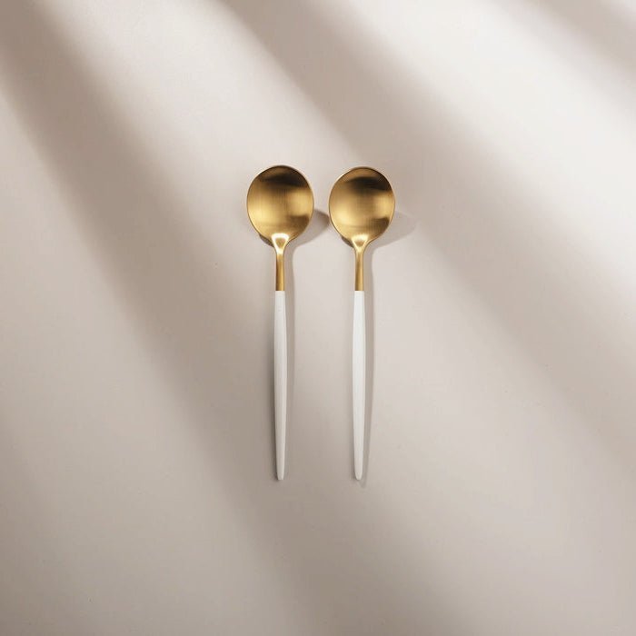Matte White Gold Dessert Spoon (2 Pieces)