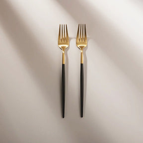 Minimalist/ French Flatware Individual Pieces - Matte Black Gold - Lemeya Kitchen
