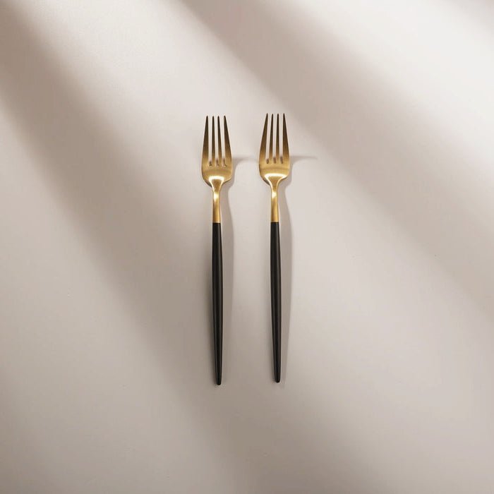Minimalist/ French Flatware Individual Pieces - Matte Black Gold - Lemeya Kitchen