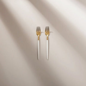 Minimalist/ French Flatware Individual Pieces - Matte White Gold - Lemeya Kitchen