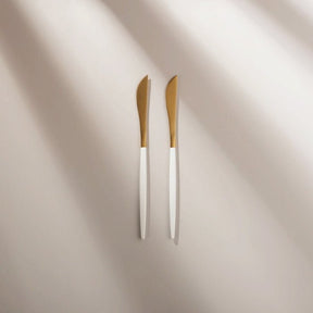 Minimalist/ French Flatware Individual Pieces - Matte White Gold - Lemeya Kitchen