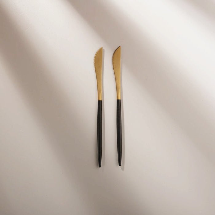 Minimalist/ French Flatware Individual Pieces - Matte Black Gold - Lemeya Kitchen