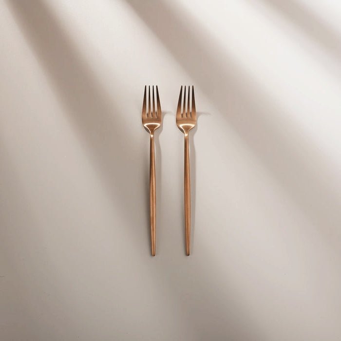 Lotte Luxury Matte GOLD White Cutlery Set Spoon Fork Knife - 18