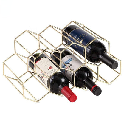 Minimalist Metal Wine Rack - GOLD - Lemeya