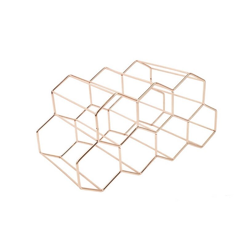 Minimalist Metal Wine Rack - ROSE GOLD - Lemeya