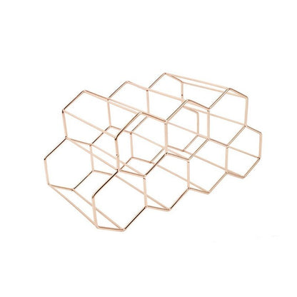Minimalist Metal Wine Rack - ROSE GOLD - Lemeya