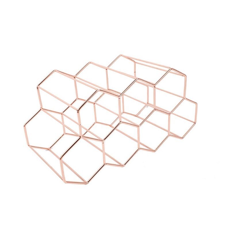 Minimalist Metal Wine Rack - ROSE GOLD - Lemeya