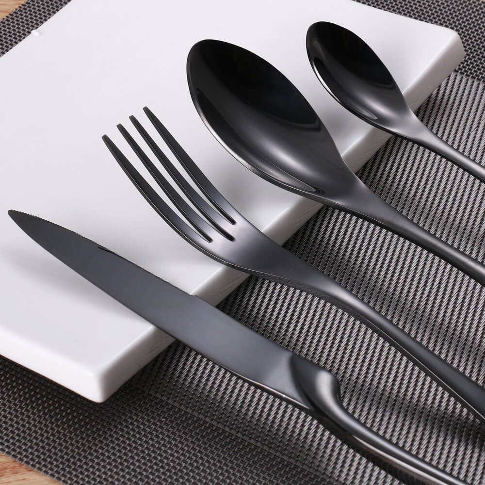 Lemeya 24 Piece Silverware Set with Steak Knives,18/10 Stainless Steel  Cutlery Silver Utensils Modern Flatware Set Service for 4,Include