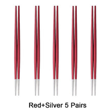 Round Chopsticks 18/10 Stainless Steel Non-slip - Red Silver - Lemeya Kitchen