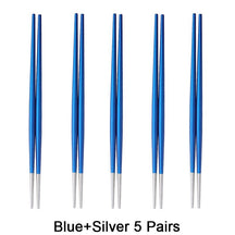 Round Chopsticks 18/10 Stainless Steel Non-slip - Blue Silver - Lemeya Kitchen
