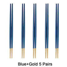 Round Chopsticks 18/10 Stainless Steel Non-slip - Blue Gold - Lemeya Kitchen
