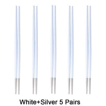 Round Chopsticks 18/10 Stainless Steel Non-slip - White Silver - Lemeya Kitchen