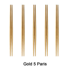 Round Chopsticks 18/10 Stainless Steel Non-slip - Gold - Lemeya Kitchen