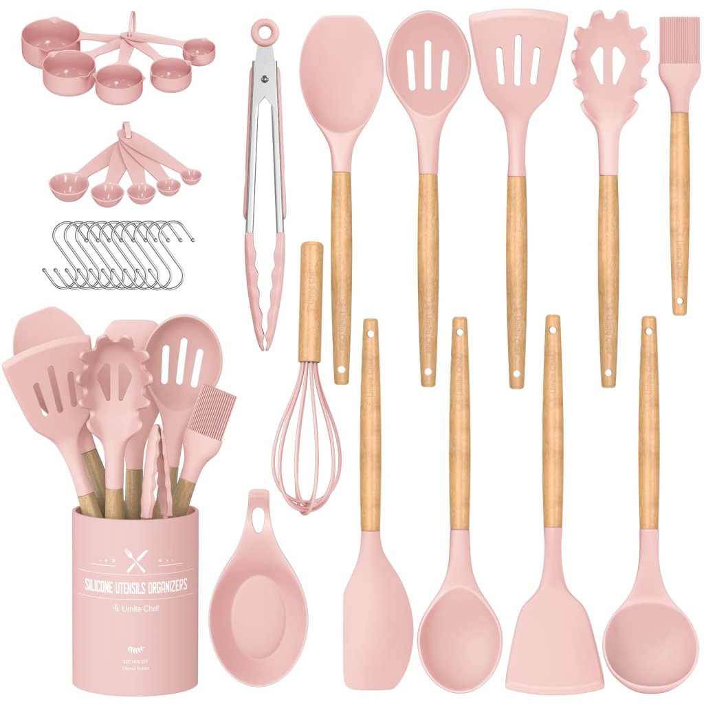 Sara Silicone Kitchenware Cooking Utensils Set - Pink - Lemeya Kitchen