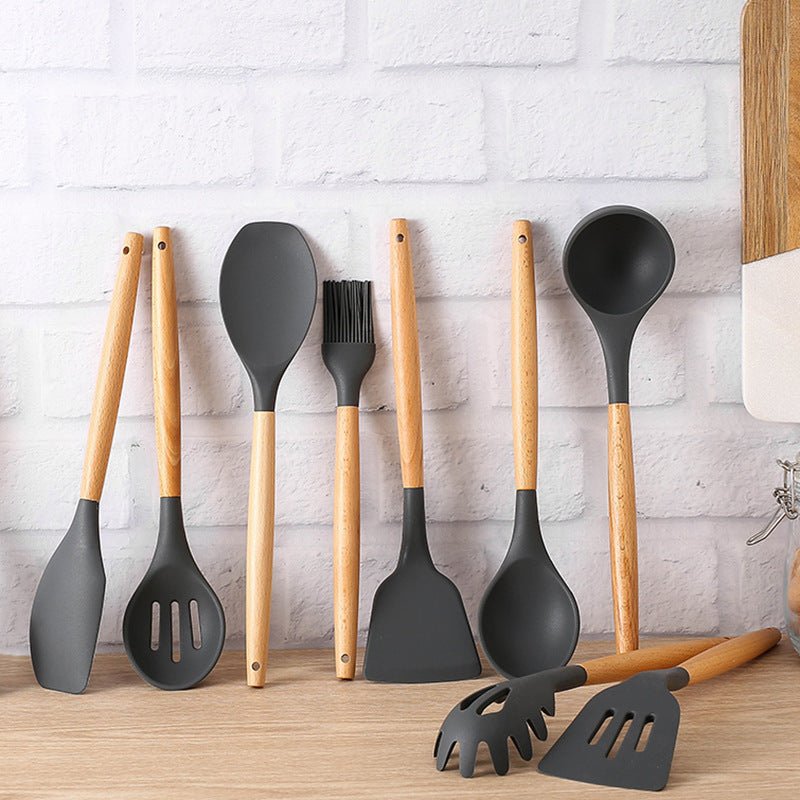 Sara Silicone Kitchenware Cooking Utensils Set - Black - Lemeya Kitchen