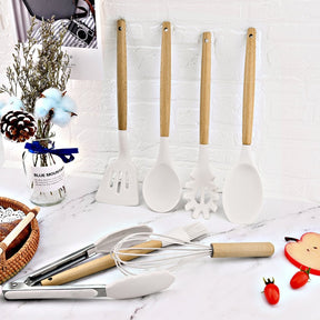 Sara Silicone Kitchenware Cooking Utensils Set - White - Lemeya Kitchen