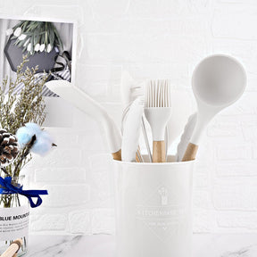 Sara Silicone Kitchenware Cooking Utensils Set - White - Lemeya Kitchen