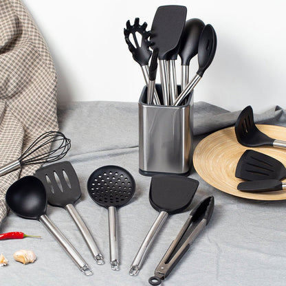 Simona Silicone Kitchen Tools Cooking Utensils Set - Black - Lemeya Kitchen