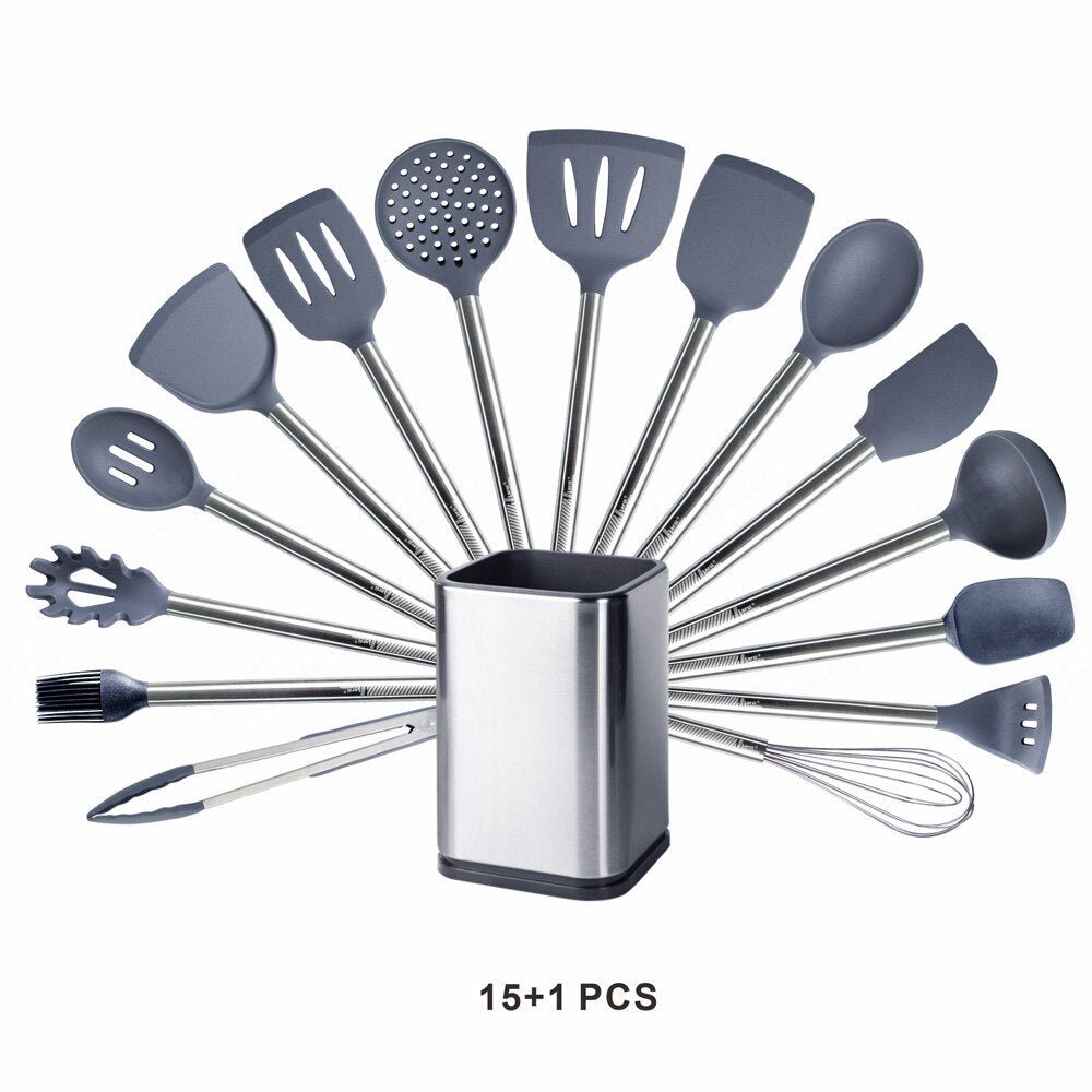 Silicone Kitchen Utensils Set - Culinary Couture 24-Pieces Grey Silicone Cooking  Utensils Set for Nonstick Cookware - Silicone Spatulas Set, Stainless Steel  Handle & Other Kitchen accessories - Yahoo Shopping