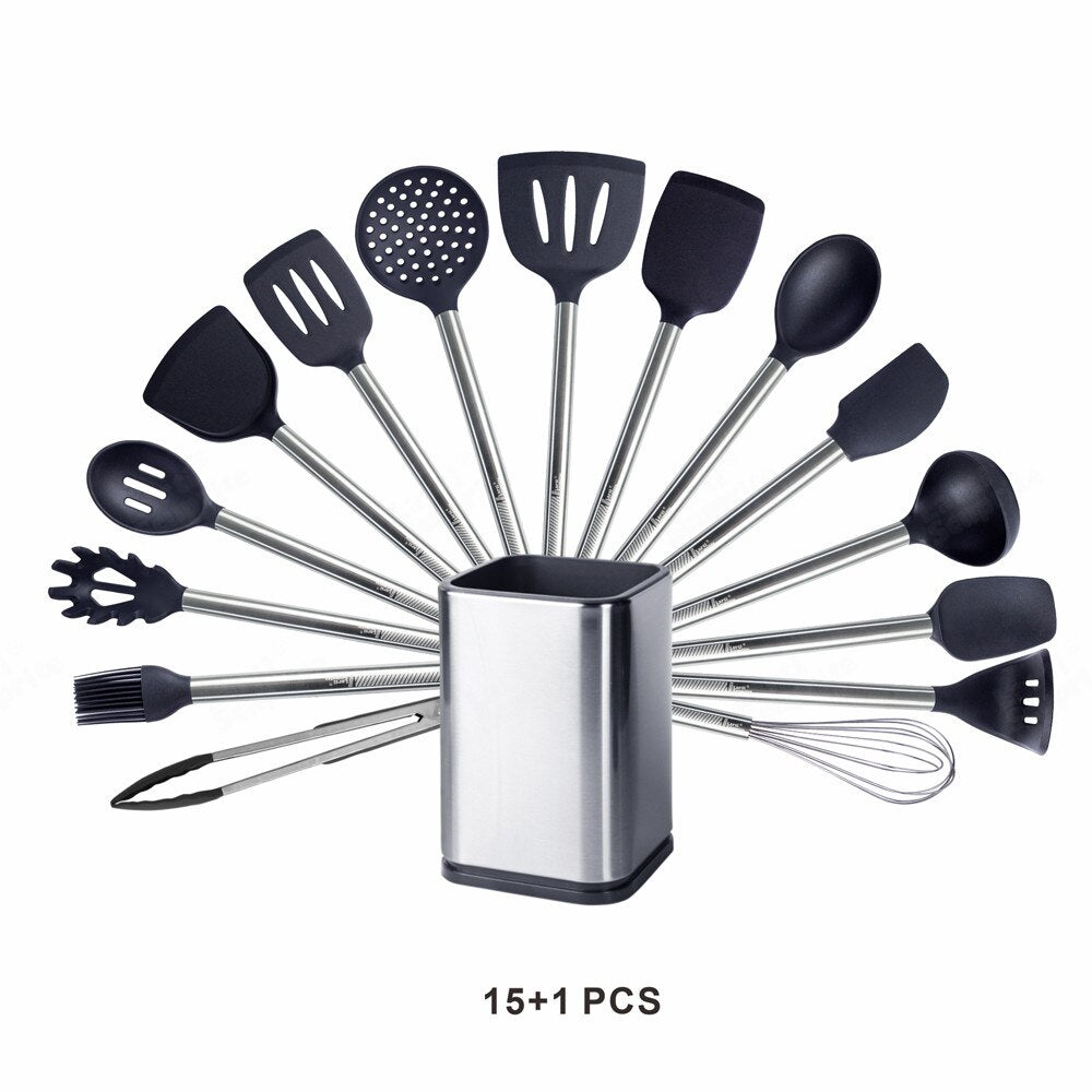 Simona Utensils Set, 5-16 Pcs Silicone Kitchen Cooking Tools, Heat  Stainless Steel Resistant Cookwear Accessories - Lemeya