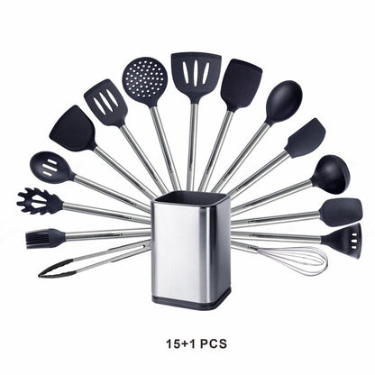 Simona Silicone Kitchen Tools Cooking Utensils Set - Black - Lemeya Kitchen