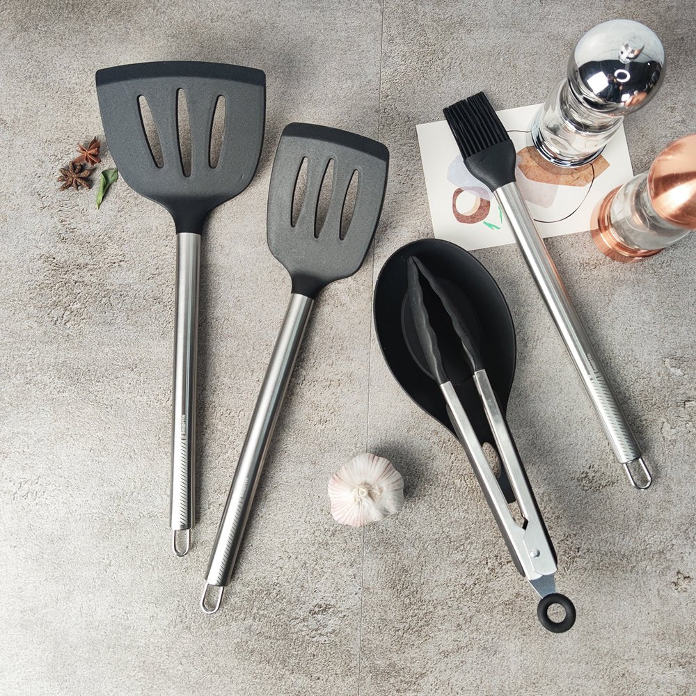 Simona Silicone Kitchen Tools Cooking Utensils Set - Black - Lemeya Kitchen