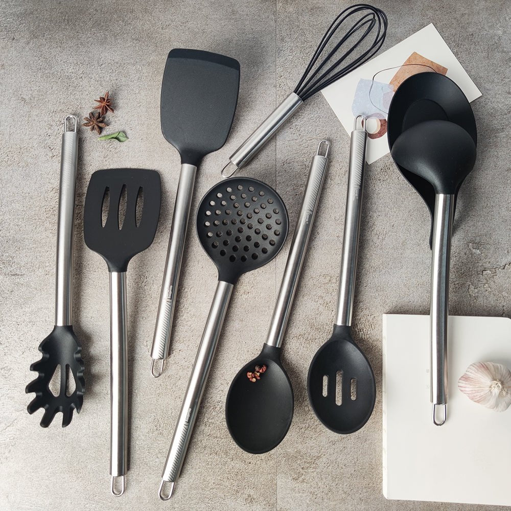 Simona Silicone Kitchen Tools Cooking Utensils Set - Black - Lemeya Kitchen