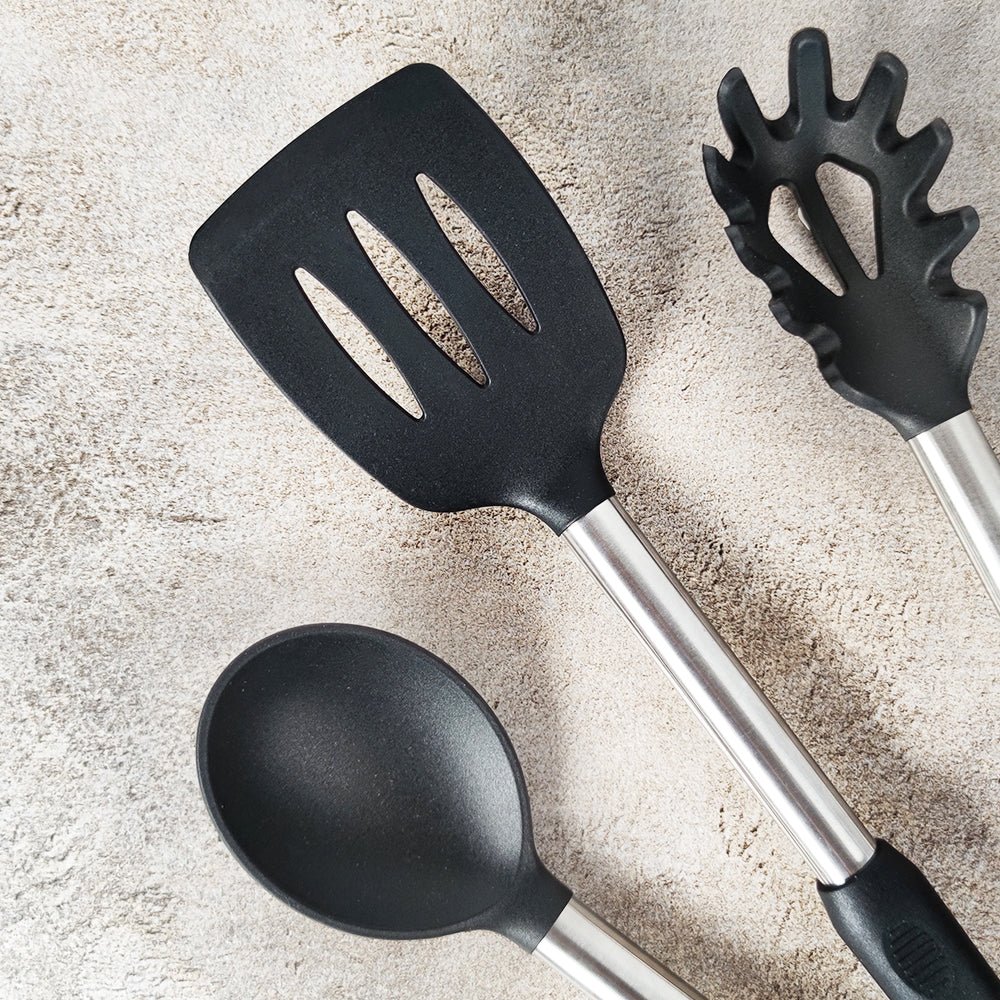 Simona Silicone Kitchen Tools Cooking Utensils Set - Black - Lemeya Kitchen