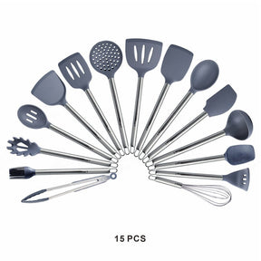 Simona Silicone Kitchen Tools Cooking Utensils Set - Grey - Lemeya Kitchen
